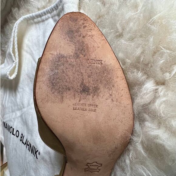 Vintage Manolo Blahnik Gold Slingback Heels - Picture 4 of 16